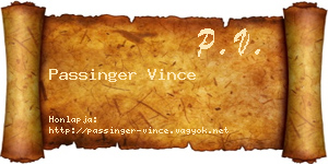 Passinger Vince névjegykártya